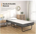 Folding Bed with Mattress Portable Foldable Guest Beds Cot Size Rollaway Beds for Adults with Luxurious Memory 5 Inch Foam Mattr 5