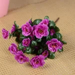 Outdoor Fall Artificial Red Azalea High Quality Flowers Bushes UV Resistant Decor Fake Flowers Home Decorations Small For Garden 4