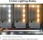 55" W Vanity Desk, Makeup Vanity with Charging Station, 15 Drawers with Lighted Mirror, 3 Lighting Modes, Brightness 4