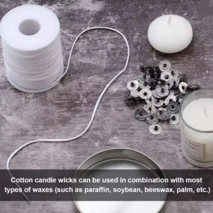  100Pcs Candle Holder 61m Cotton Candle Wick Smokeless Aromatherapy Cylindrical Candle Thread Candle Making Kit DIY Candle Make