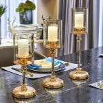 1pc Golden Glass Candle Holders for Pillar Candle Candlestick for Dining Coffee Table Wedding Events Parties Home Decor 6
