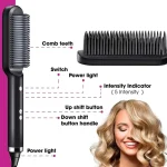 2 in 1 Electric Hair Brushes,Negative Iron Hair Straightener with 5 Temp,Portable Comb Iron Heated Styling Comb,10s Fast Heating 6