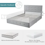 HOOMIC Platform Storage Bed Frame with 4 Drawers, Adjustable Headboard with Square Stitched Button Tufted Design Allewie 5