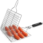 Grill Basket Folding Portable Stainless Steel BBQ Grill Basket With Handle for Fish Vegetables Shrimp Cooking Accessories 2