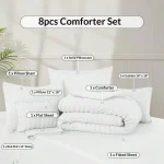 10-Piece White Seersucker Comforter Set with Box Stitch Design - All-Season Lightweight Bedding 4