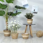 Straw Weaving Flower Plant Pot Basket Grass Planter Basket Indoor Outdoor Flower Pot Cover Plant Containers for Plantable Plants 6