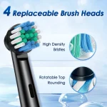 3D Rotating Electric Toothbrush 5 Modes USB Fast Rechargeable Rotary Electric Toothbrush with Travel Case 4 Brush Heads 5