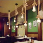 Vintage 1/2/3/4m long Hemp Rope Retro Loft Single Head Double Heads Industrial light Hanging Lamp Pendant Light Edison Lamp 6