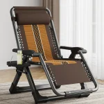 Nordic Folding Recliner Comfortable Tatami Armchair Portable Lounge Chair with Backrest Rattan Seating for Living Room 4