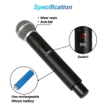 Wireless Microphone UHF Fixed Frequency 2 Channels Handheld Mic Micphone For Party Karaoke Professional Church Show Meeting 2