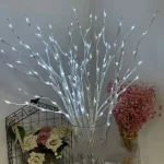 HOMEFISH 1 PC White Birch Branch LED Festive Lights Battery Operated for Christmas Party Wedding Outdoor Decoration Twig Lights 5