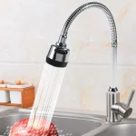 304 Stainless Steel Swivel Spout Kitchen Sink Faucet Pipe Fittings Single Handle Connection 6