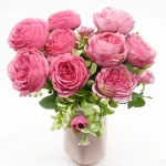 1 Bundle 5 Forks 9 Heads Artificial Peony Bouquet Home Decor Wedding Diy Festival Outdoor Furnishings Scrapbooking Bonsai Gifts 3