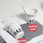 6.7oz Korean Style Cups and Mugs Coffee Mug White Ceramic Nordic Wrinkle Cup 200ml Drinking Coffe Tumbler English Letter 6