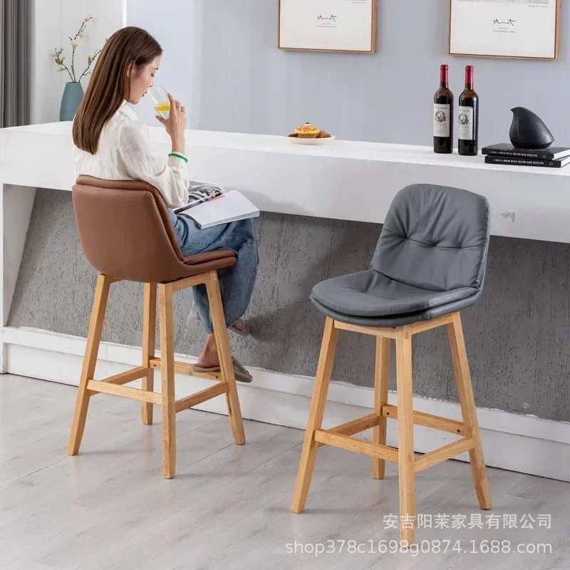 Solid wood bar chair bar chair high stool home backrest bar chair simple Solid wood bar chair bar chair high stool home backrest bar chair simple