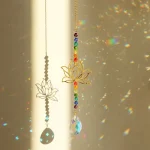 sun catcher crystal lotus hanging crystal colored glass sun catcher outdoor decoration rainbow maker prism chakra garden decorat 4