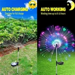 HOMEFISH NEW 200LEDs Solar Fireworks Lights Outdoor Waterproof Garden Lights 8 Lighting Modes with Remote Control Decoration 5