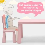 Kids Table and Chair Set, Plastic Children Activity Table and 2 Chairs for Art Craft, Easy-Clean Tabletop, 3-Piece Toddler Furni 3