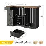 U-Shape Liquor Cabinet with Fridge Space, Bar Table with Wine Rack Glass Holder, Wine Bar Cabinet with Storage,, Customized 3