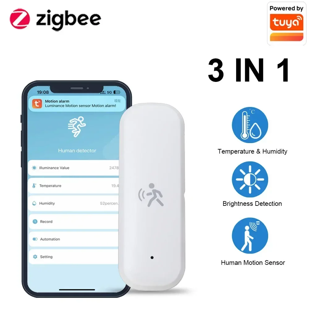 TUYA ZigBee Smart Pir Motion Sensor Detector With Temperature and Humidity Sensor Security Burglar Works With Home Assistant TUYA ZigBee Smart Pir Motion Sensor Detector With Temperature and Humidity Sensor Security Burglar Works With Home Assistant