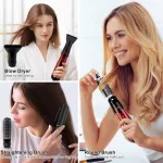 Solimpia 3-Head Hot Air Brush Hair Dryer Strong Wind Electric Straightener Curler Roller Comb Blower Styling Tool for Woman 800W 6