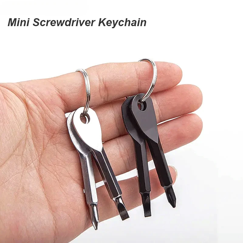 Portable Phillips Slotted Screwdriver Set Key Ring Keychain Mini Pocket Keyring Cross Screw Driver Repair Tool Gadget EDC Small Portable Phillips Slotted Screwdriver Set Key Ring Keychain Mini Pocket Keyring Cross Screw Driver Repair Tool Gadget EDC Small