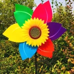 Sunflower Windmill Rotating Sunflower Wind Spinner Stake Standing Lawn Flower Pinwheel Outdoor Party Garden Yard Picnic Decor 5
