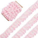 2 Yards Black White Pink Fold Wave Embroidery Lace Fabric Trim DIY Clothing Daily Home Decoration Accessory 5CM Wide