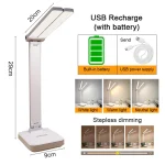 LED Desk Lamp 3 Levels Dimmable Touch Night Light USB Rechargeable Eye Protection Foldable Table Lamp For Bedroom Bedside Desk 6