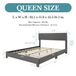 HOOMIC Full/Queen/King Upholstered Bed Frame with Adjustable Linen Headboard, Sturdy Wood Slats & Quiet Support 6