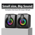 USB Wired Computer Speakers with LED Light, HiFi Stereo PC Sound Box with Microphone, Clear Sound for Desktop 2