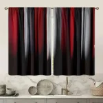 2pcs Gradient Color Curtains, Red Black Grey Ombre Pattern, Modern Style Living Room Bedroom Decor, with Rod Pocket 2