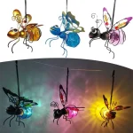 Solar Iron Insect Statue With LED Fairy Light Outdoor Waterproof Hanging Tree Ornament For Fence Yard Courtyard Garden Art Decor 2