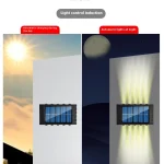 4/6/8/10LEDs Solar Wall Lamp Yard Street Decor Light Outdoor Waterproof Up and Down Luminous Lighting Garden Landscape Lamp 2