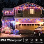 NEW 162/96LED Solar Icicle Outdoor Christmas Lights 8 Modes Waterproof Fairy Lights for Home Party Halloween Holiday Decoration 3