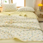 New Floral Print Spring Summer Quilt Soft Comfortable Quilted Quilts Single Double Blanket for Bed Comforter Knitted Thin Duvet 2