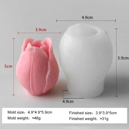 New Tulip Aroma Candle Silicone Mold DIY Flowers Resin Gypsum Form Decoration Mould Handmade Soap Candle Making Supplies