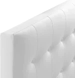 White Tufted Vegan Leather Twin Headboard with Adjustable Height, Elegant Bedroom Decor 4