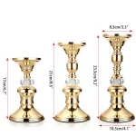 Gold Metal Pillar Candlestick Holders Vintage Pillar Candle Holders Elegant Metal Crystal Pillar Candle Stands 2