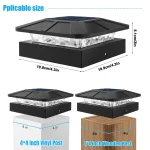 Outdoor Solar Post Cap Lights 3 Modes Fence Light Solar Powered Waterproof Gate Light For 4 Inch Wood Posts Yard Garden Outside 4