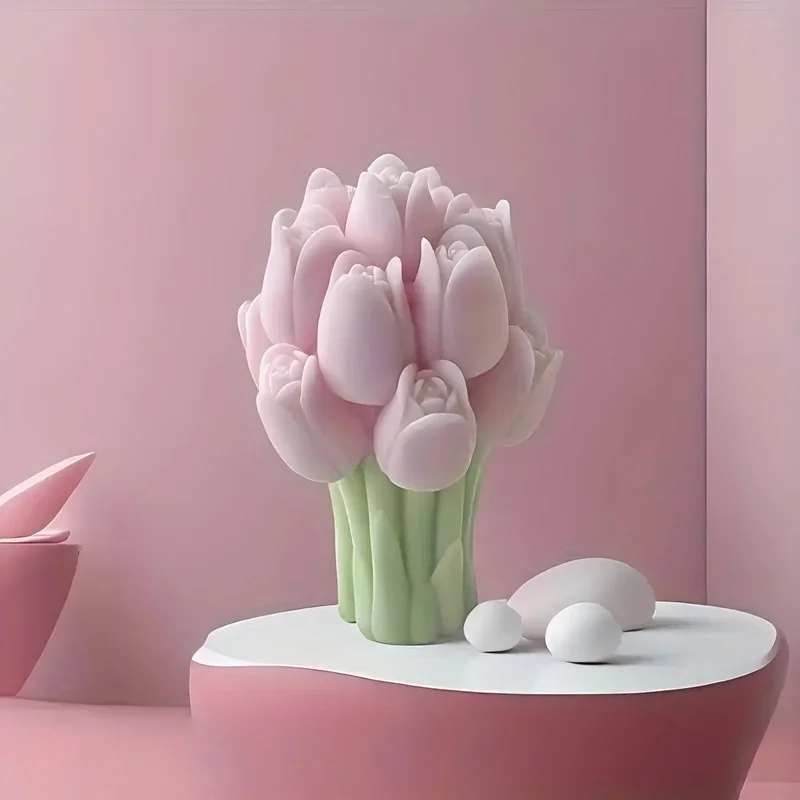 3D tulip bouquet silicone mold DIY flowers aroma candles plaque ornament handmade gift soap candle wedding gift 3D tulip bouquet silicone mold DIY flowers aroma candles plaque ornament handmade gift soap candle wedding gift