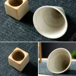 1Pack Ceramic Coffee Cup with Base 100mlCreative Triangular Cone Porcelain Cup Funnel Coffee Tea Cup Set Personalized Coffee Cup 5