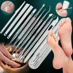 10pcs Stainless Steel Pedicure Tool Set Professional Foot Care  Exfoliator for Smooth Light Beige,Portable Travel Case Included 4