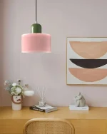 Vintage Stained Glass Small Chandelier Bedside Dining Room Lighting Fixture Home Decorative Light in Pink Orange Green White 4