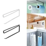Paper Roll Holder Towel Rack Cling Film Storage Rack Bathroom No Punching Storage Rack Hanging Shelf Kitchen Tissue Accessories