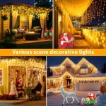 NEW Solar Christmas Icicle Lights 162/96 LED 8 Modes Waterproof Curtain String Lights for Outdoor Garden Room Holiday Lighting 6