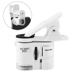 Clip Microscope 60X LED Jewelry Magnifying Glass Focusing Adjusted Pocket Microscope with Cell Phone Clip UV Light 2