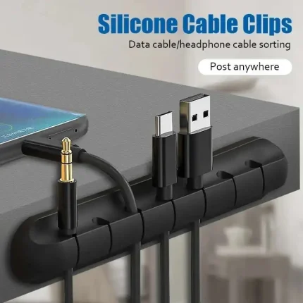 Silicone USB Cable Organizer Cable Winder Desktop Tidy Management Clips Cable Holder for Mouse Headphone Wire Organizer