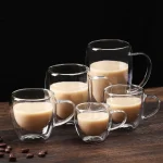5 Sizes Double Wall Insulated Glass Cup Clear Espresso Coffee Mugs Handmade Beer Mug Tea Milk glass Whiskey Glass Cups Drinkware 2
