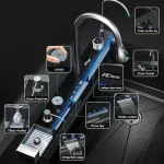 304 Stainless Steel Waterfall Kitchen Sink Large Single Slot Integrated Digital Display Faucet Set Soap Dispenser Cup Washer 3